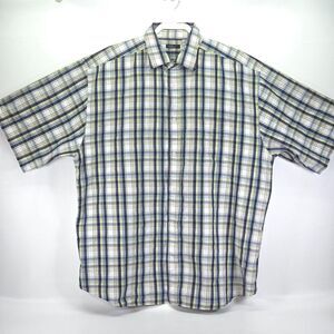 Clench Button-Up Shirt Mens 3XL Plaid Oversized Casual Southwestern Short Sleeve